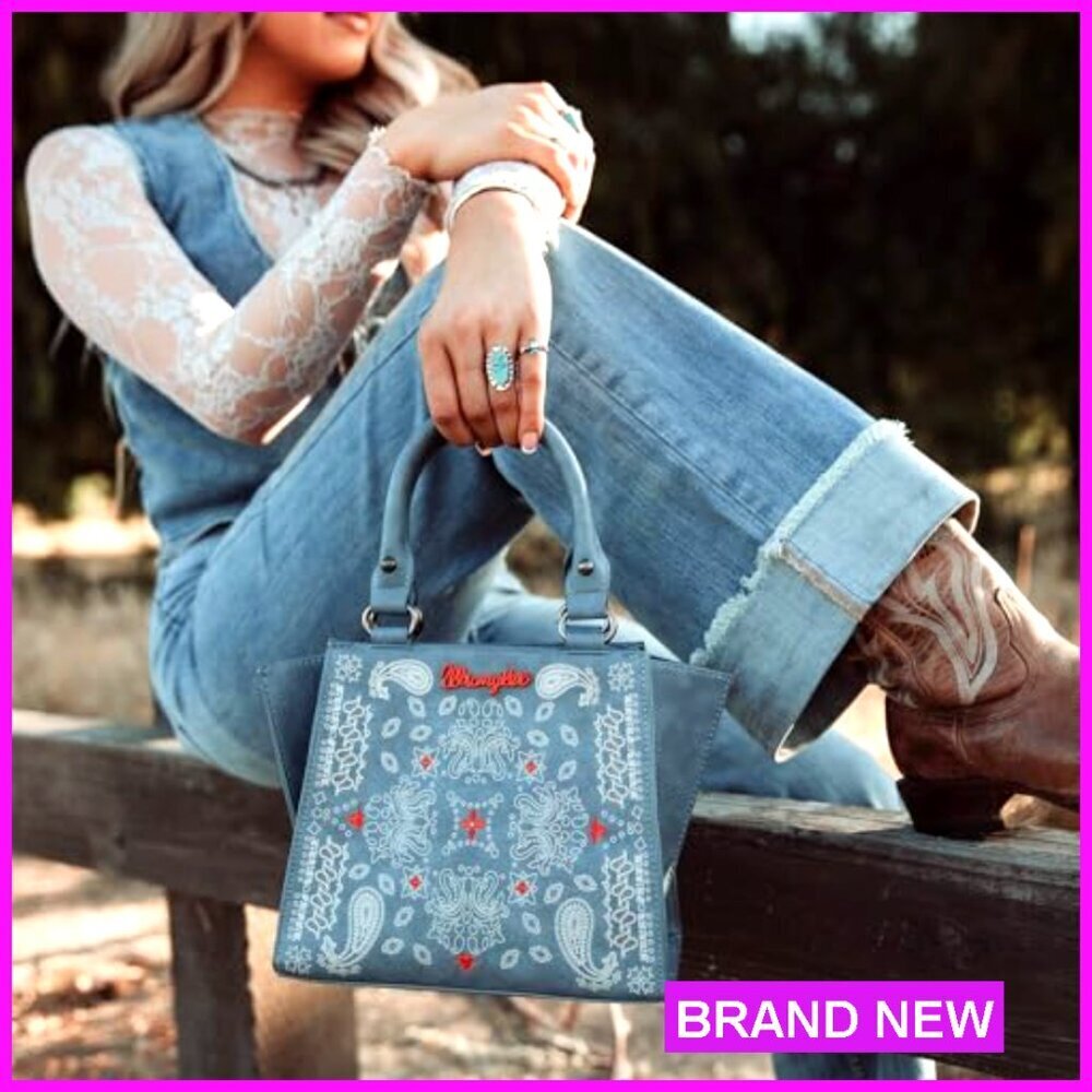 Western Paisley Print Tote Purse with Adjustable Strap, 12.2" - Picture 2 of 7